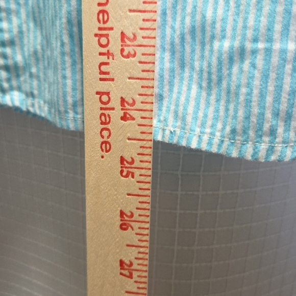 American Eagle Top Womens Size 2 Favorite Shirt Aqua White Striped Button Front - Picture 6 of 7